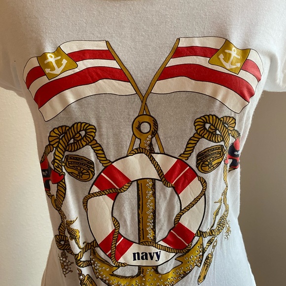 White Print T-Shirt Size Small - Picture 3 of 6